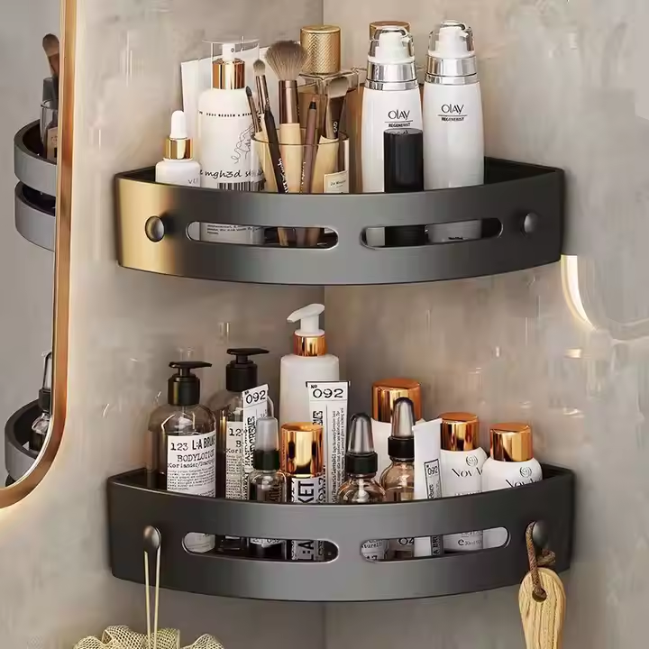 Drill-Free Shower Shelf – Transparent, Minimalist Design for Bathroom Storage