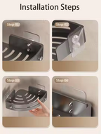 Drill-Free Shower Shelf – Transparent, Minimalist Design for Bathroom Storage