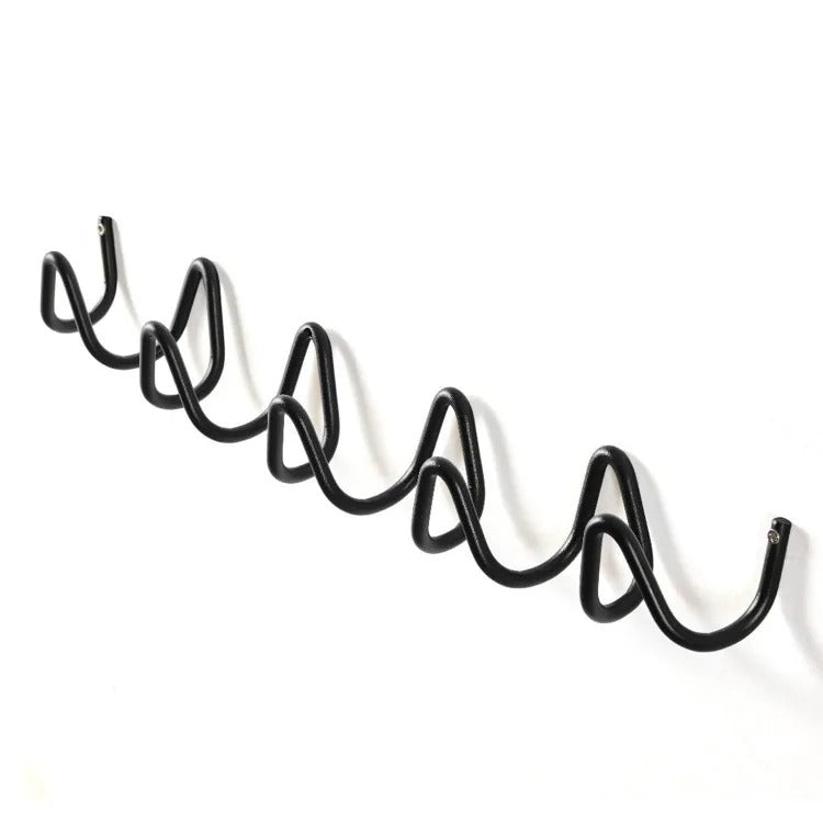 Wall-mounted coat rack – Black cast iron, wavy design for the entryway, bedroom, or bathroom