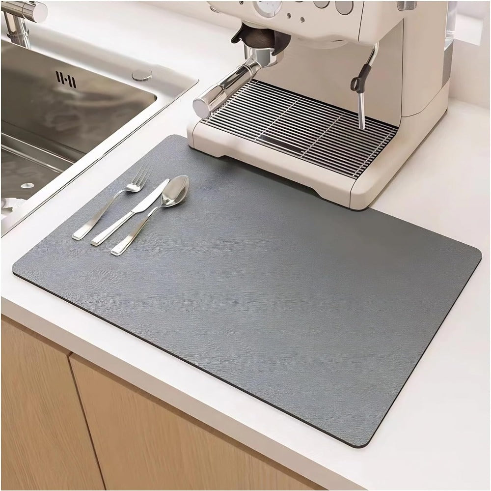 Quick-Drying Dish Mat – Absorbent Diatomaceous Earth, Modern Design for Kitchen Countertops