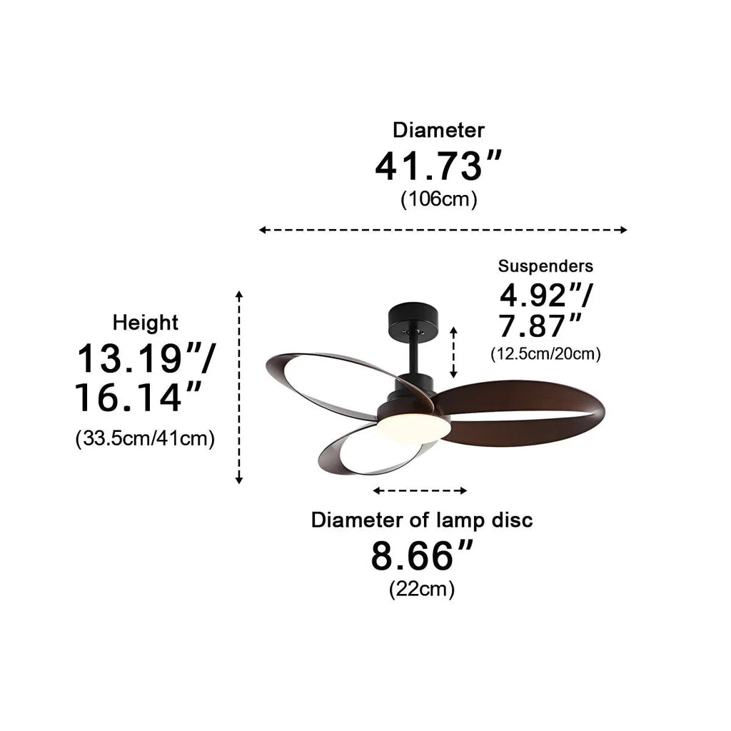 Modern ceiling fan – Wooden blades, dimmable LED lighting for the living room or bedroom