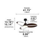 Modern ceiling fan – Wooden blades, dimmable LED lighting for the living room or bedroom