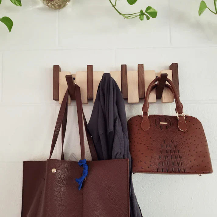Wooden Coat Rack – Brown Piano Design for the Entryway, Living Room, or Bedroom